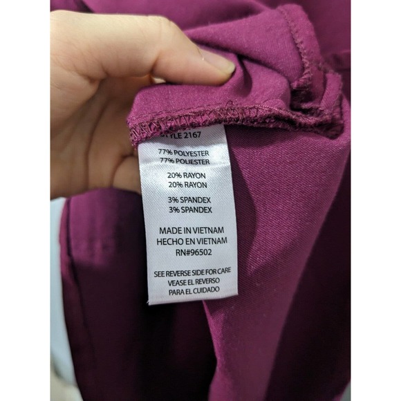Women's Royal Burgundy Red Purple Label By Healing Hands Scrub Top Size Small - Picture 7 of 7